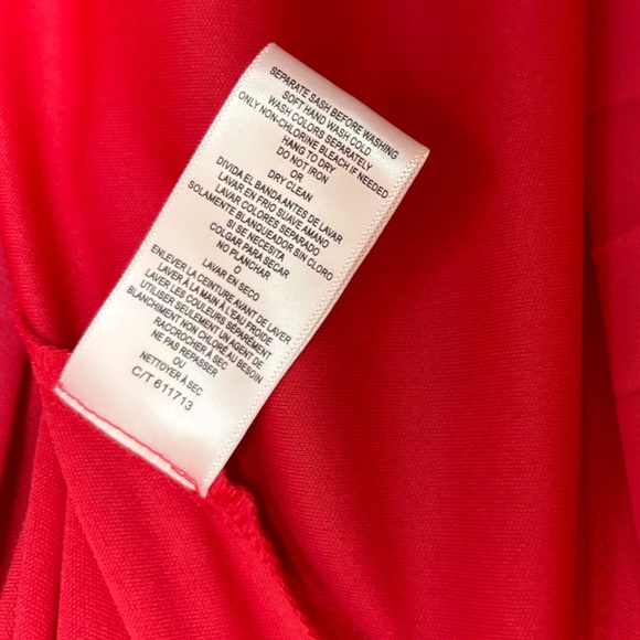 Taylor Raspberry Red Pleated Chiffon Ruffle Sleeve Empire Waist Midi Dress 14 - Picture 12 of 14